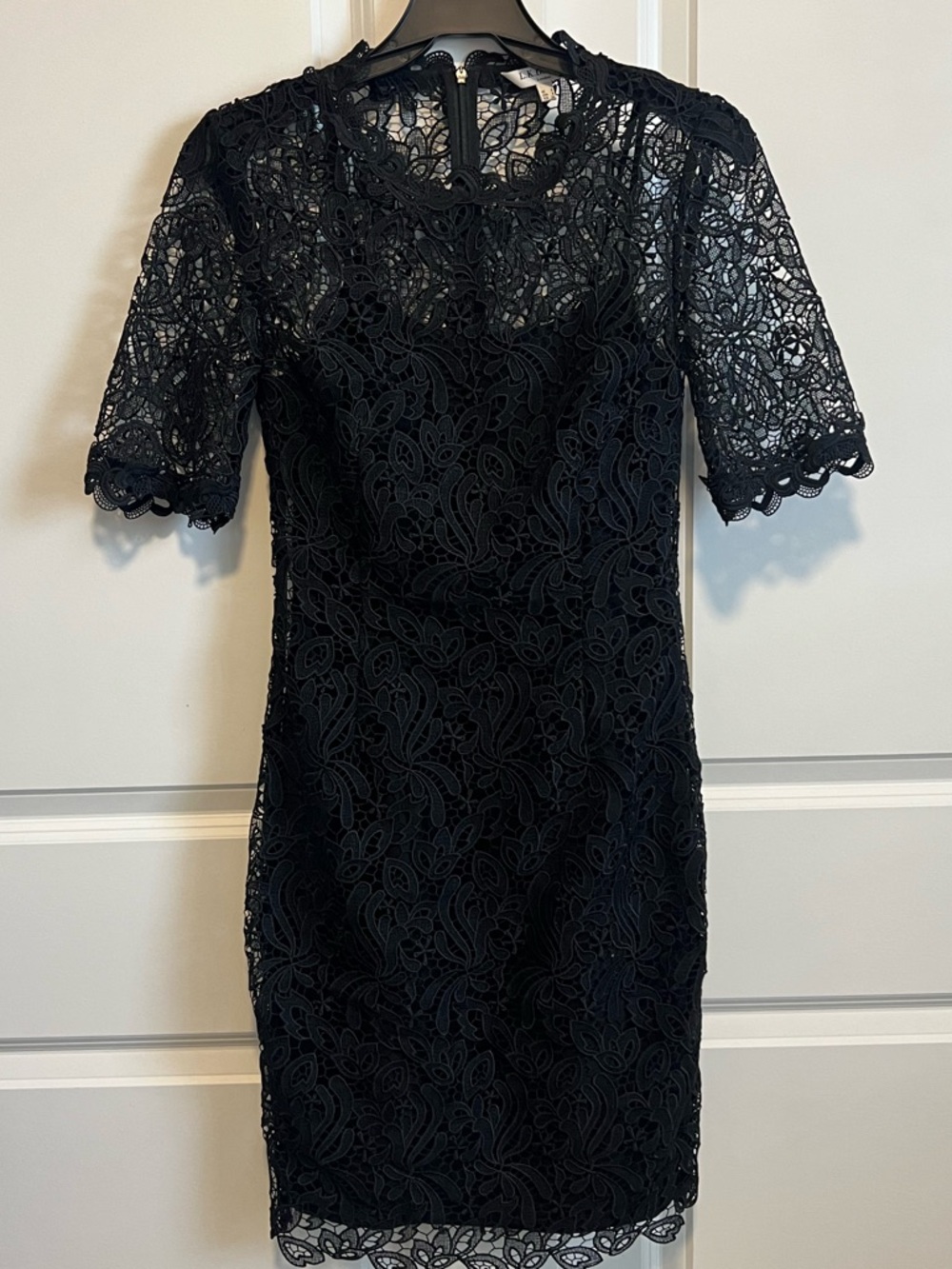L.K. Bennett Black Floral Lace Short Sleeve Dress - Picture 3 of 8
